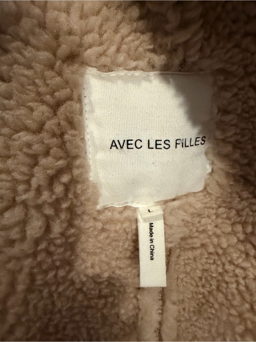 Avec Les Filles Brown Shearling Coat with Cream Trimmed Collar - Picture 5 of 5